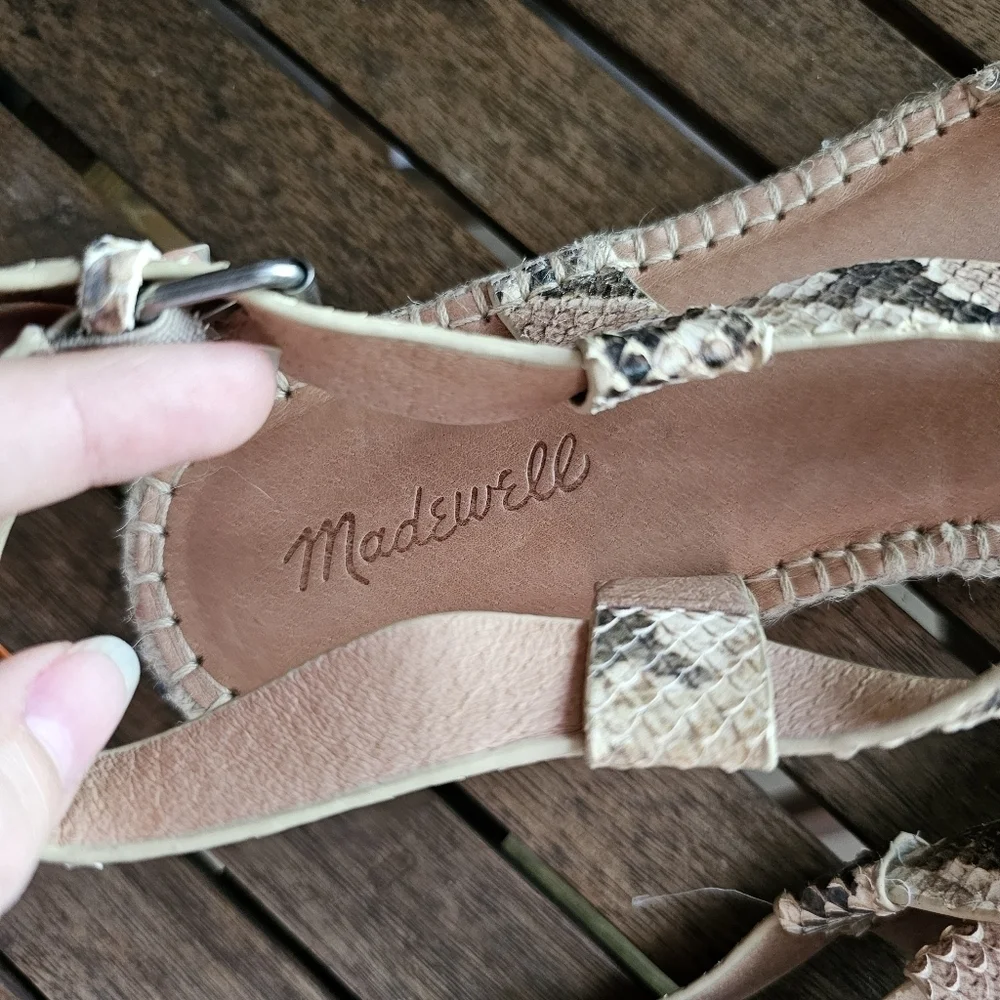NWOT Madewell the Malia leather espadrille sandals jute soles snake embossed 11 - Picture 4 of 7